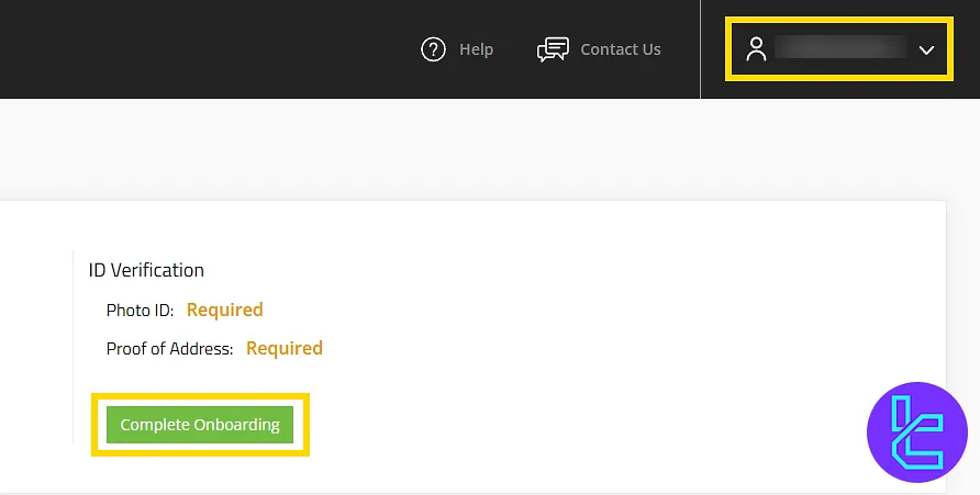 Accessing "Profile" and "Complete Onboarding" section for Titan FX KYC