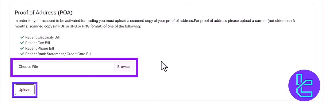 HFM KYC by uploading the proof of address document