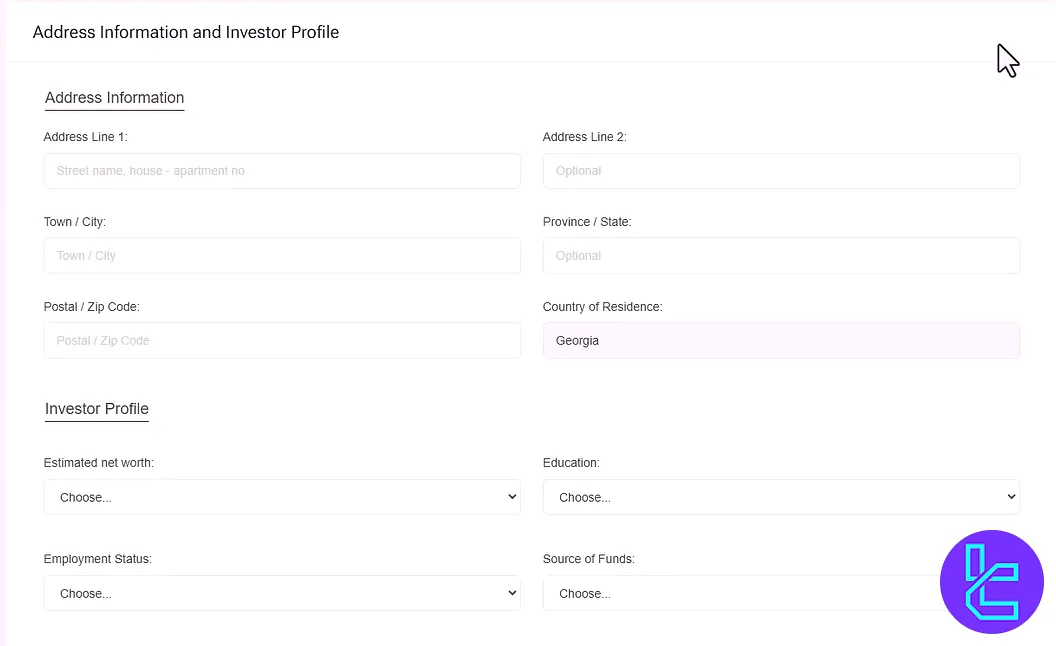 Address and financial profile completion for the HFM KYC