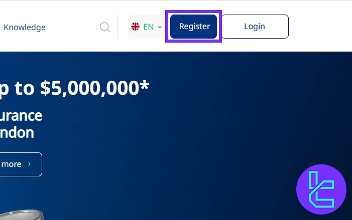 XS.com registration from homepage