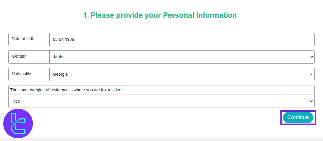 Profile form in the XS.com account creation process