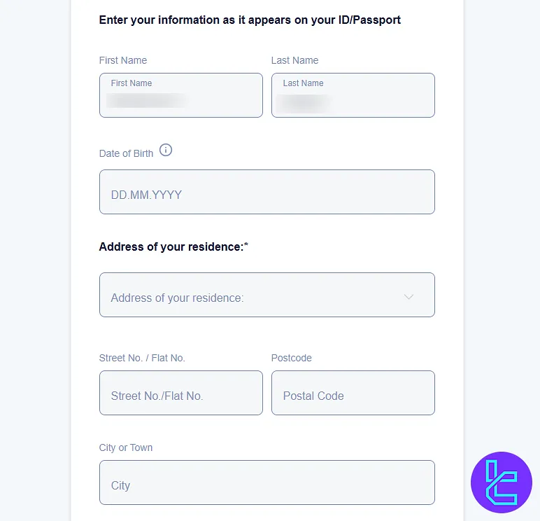 Entering personal details and residential address for NAGA account validation