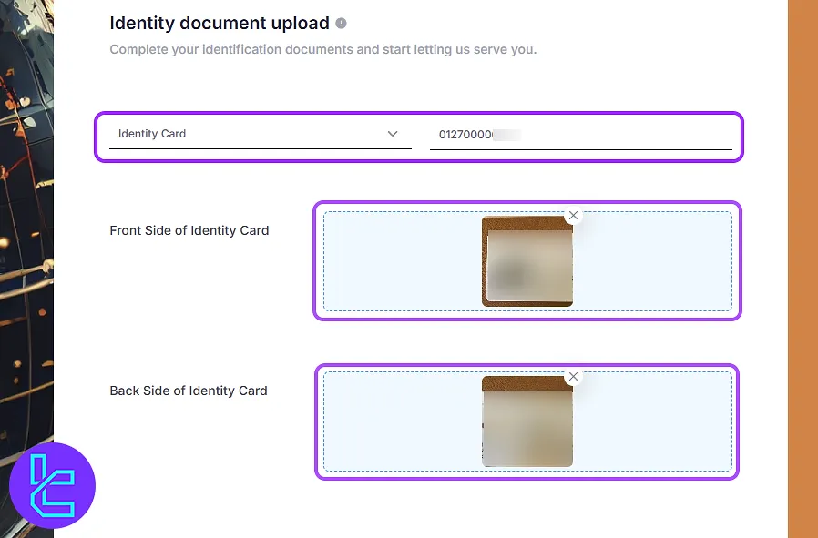 Uploading ID for AUS GLOBAL KYC