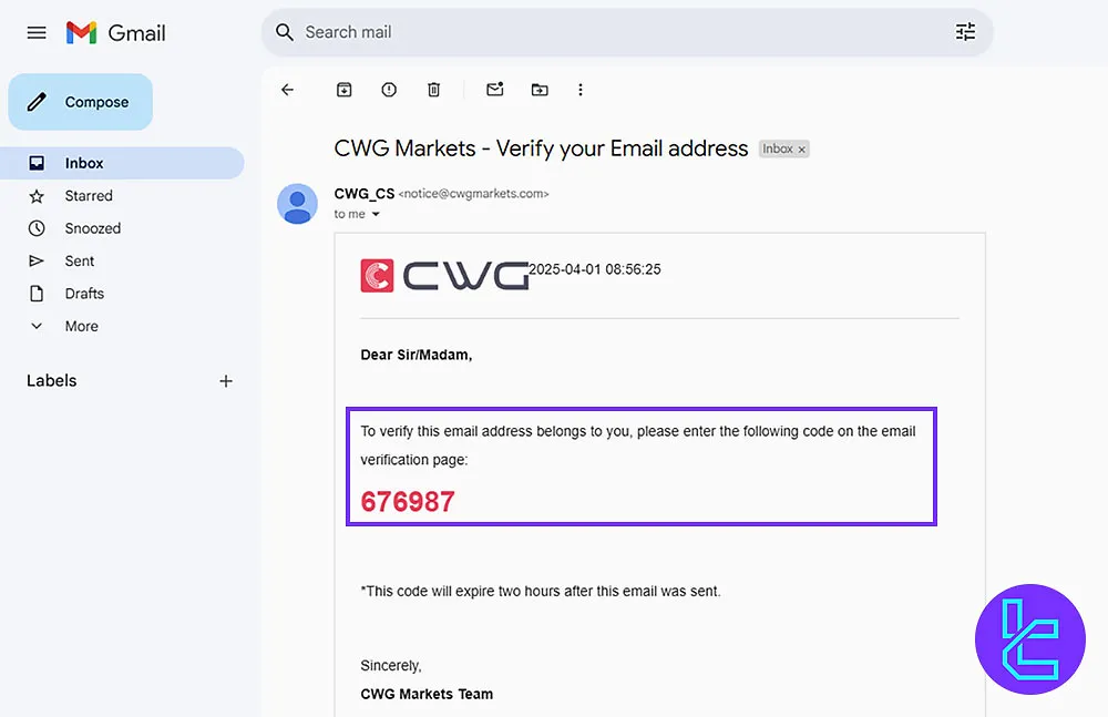 CWG Markets Email Verification