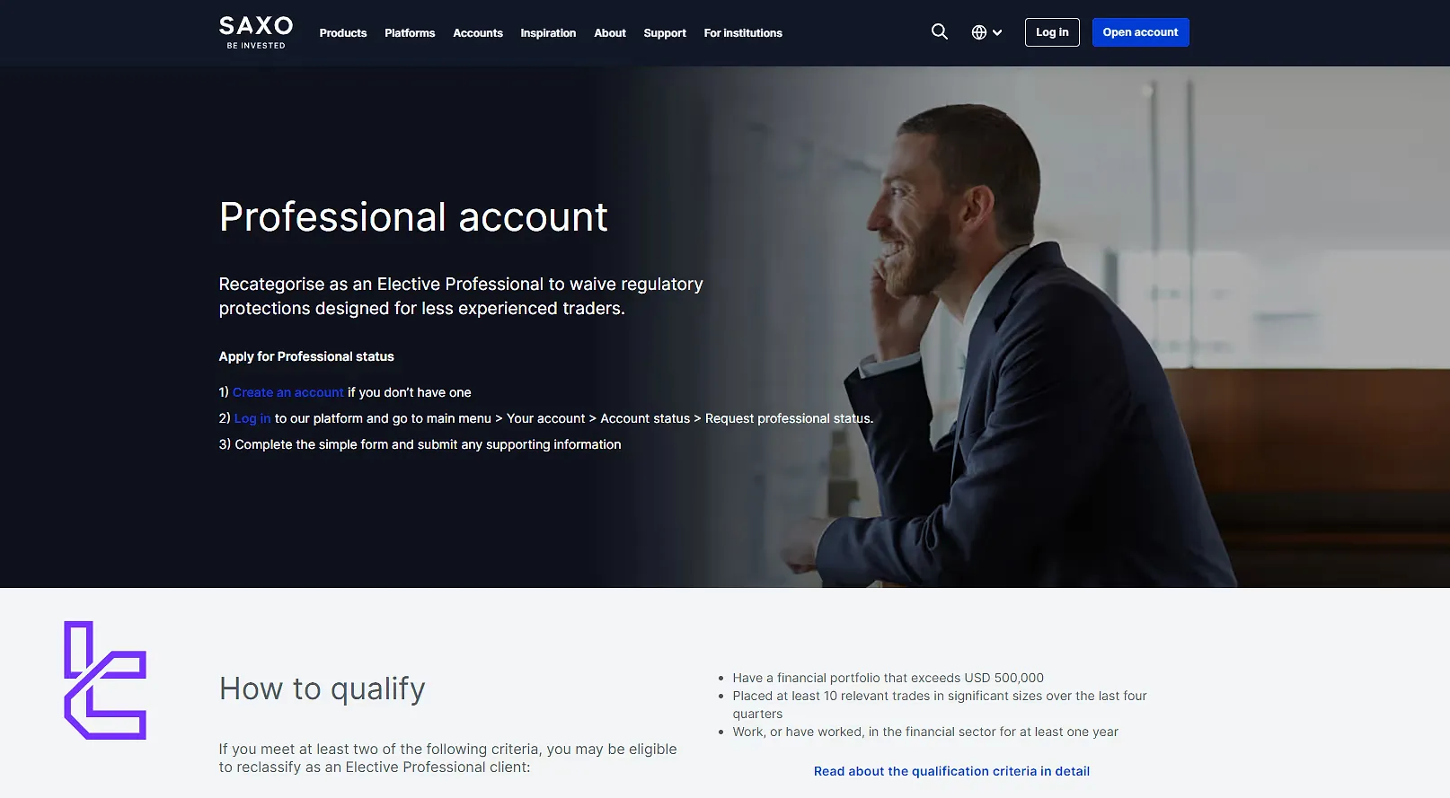 Saxo Bank Professional Account