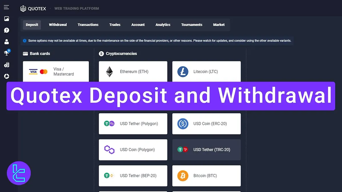 Quotex Deposit and Withdrawal - Tether, BTC & Visa 2025