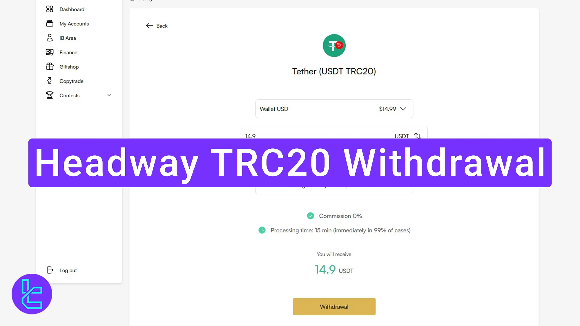 Headway USDT TRC20 cash-out guide and process overview