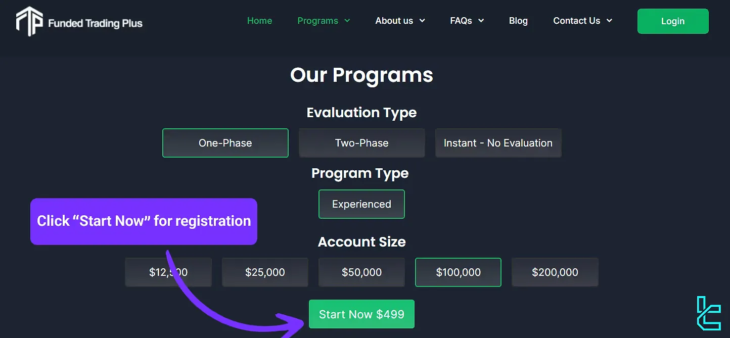 Funded Trading Plus program selection