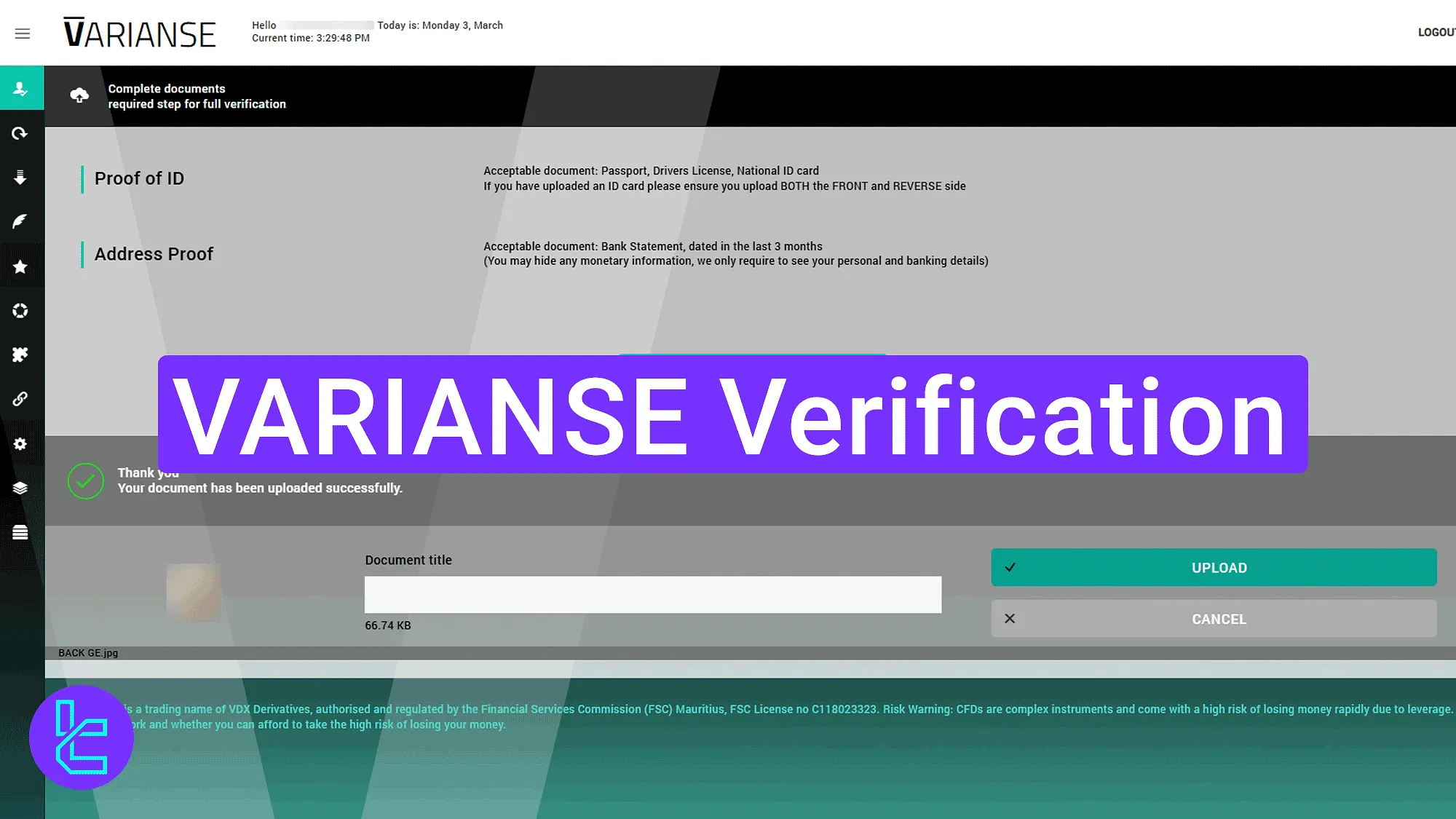 VARIANSE account approval process explained visually
