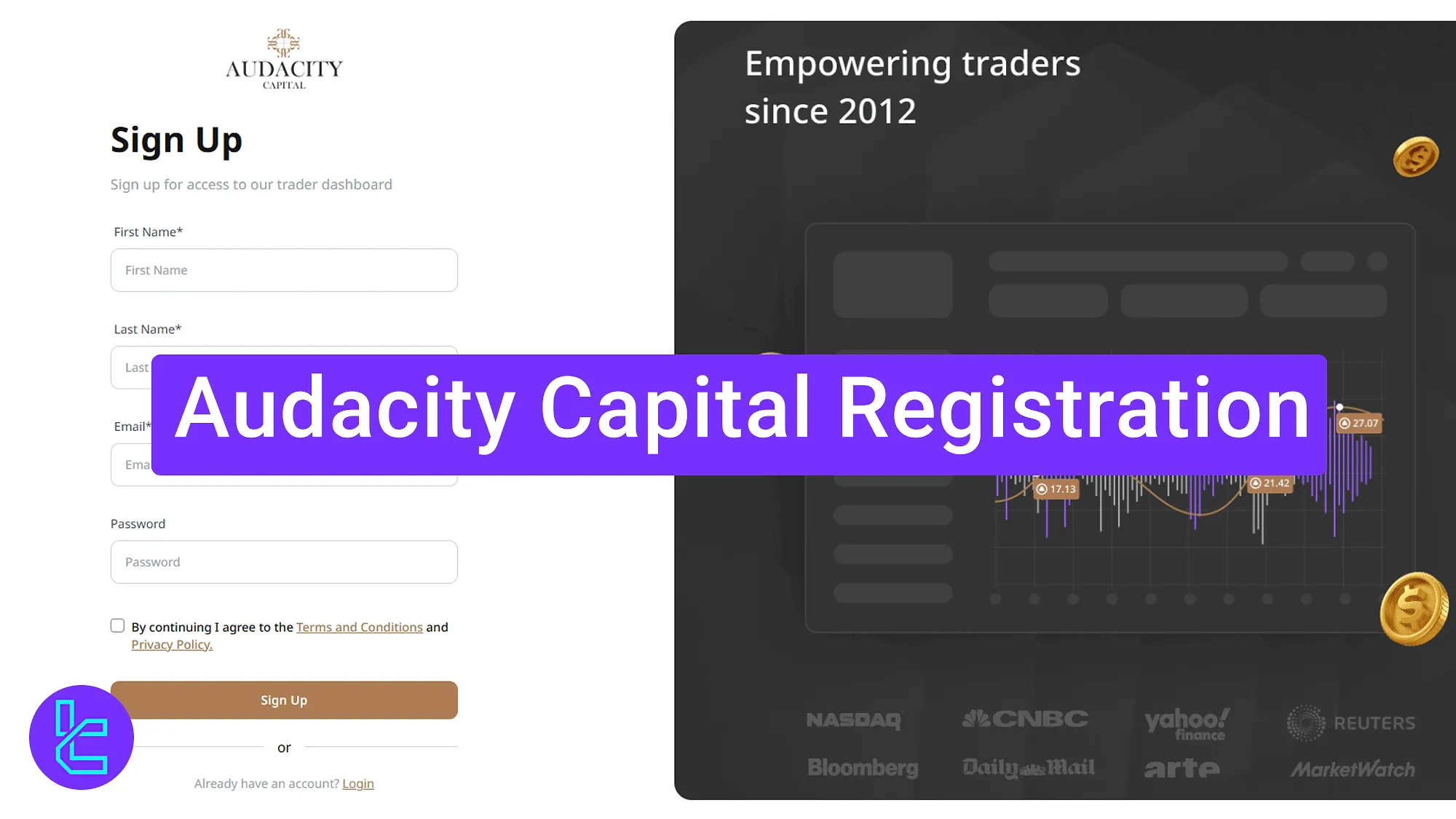 AudaCity Capital prop account creation guide