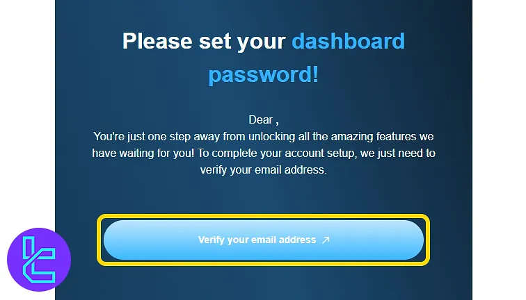 Blue Guardian email with verification link for the sign-up process