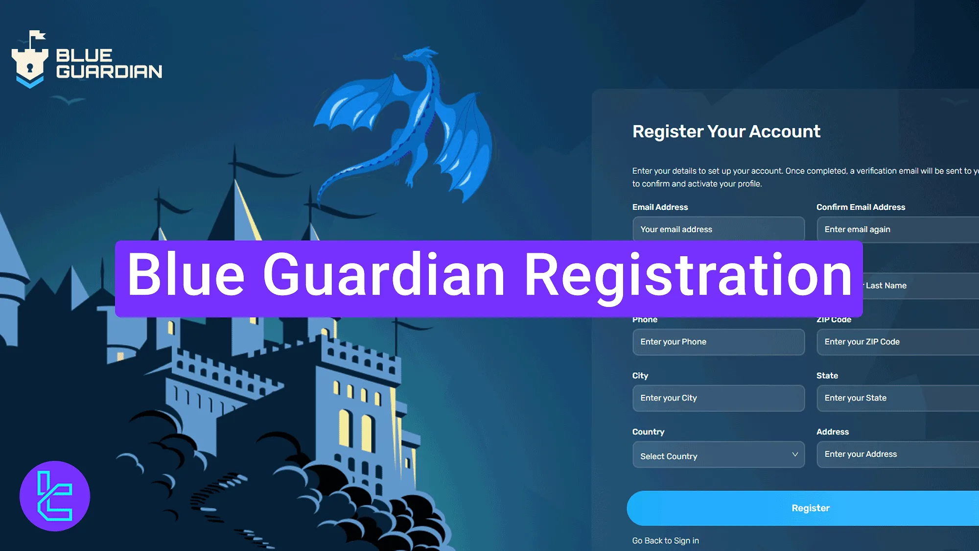 account creation steps for the Blue Guardian prop firm