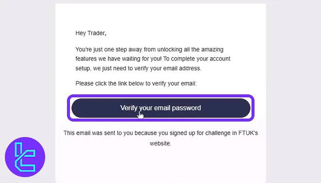 Email verification for FTUK account setup process