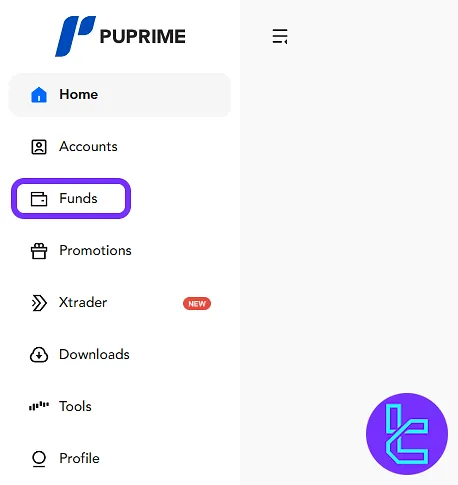 PU Prime ERC 20 payment through the "Funds" tab