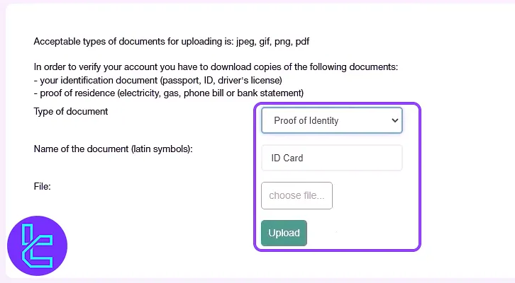 Uploading an ID document for NordFX account validation