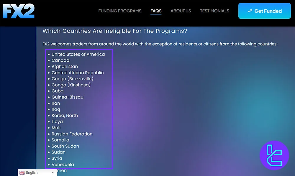 FX2Funding Forbidden Countries
