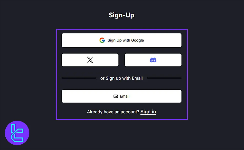 Monevis Registration Method Selection