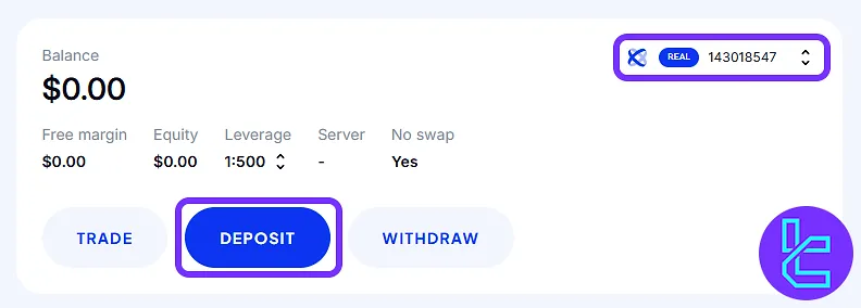 OctaFX ERC20 payment from the dashboard