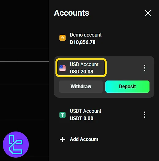 OlympTrade account reflecting successful Visa/Mastercard top-up