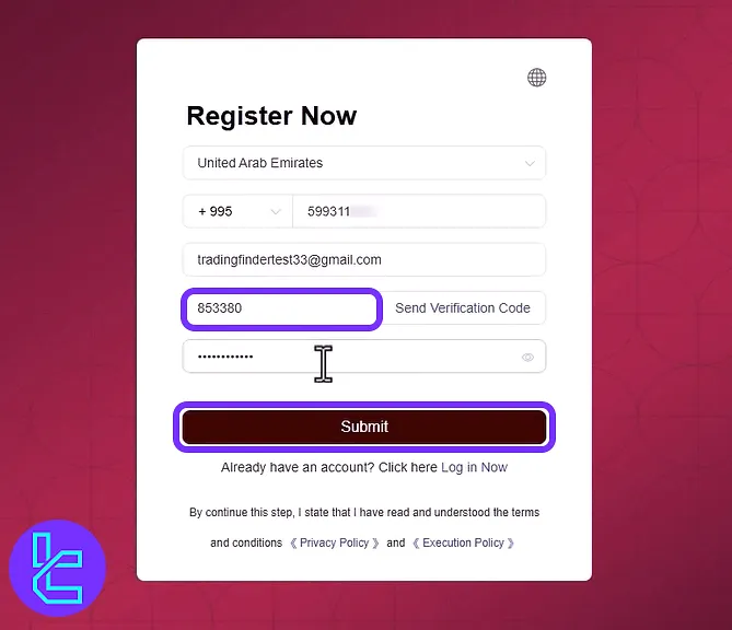 Completing the sign-up process in the EBC Financial Group broker