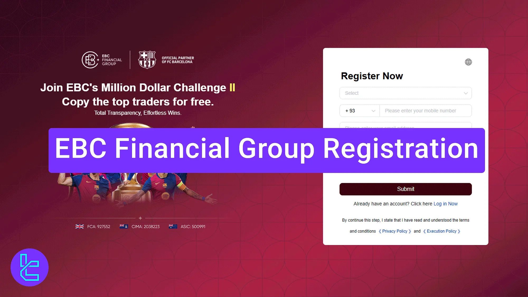 EBC Financial Group account creation and login process