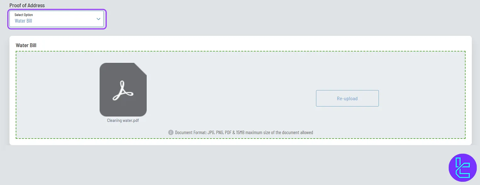 Upload documents to verify your address on Exclusive Markets KYC