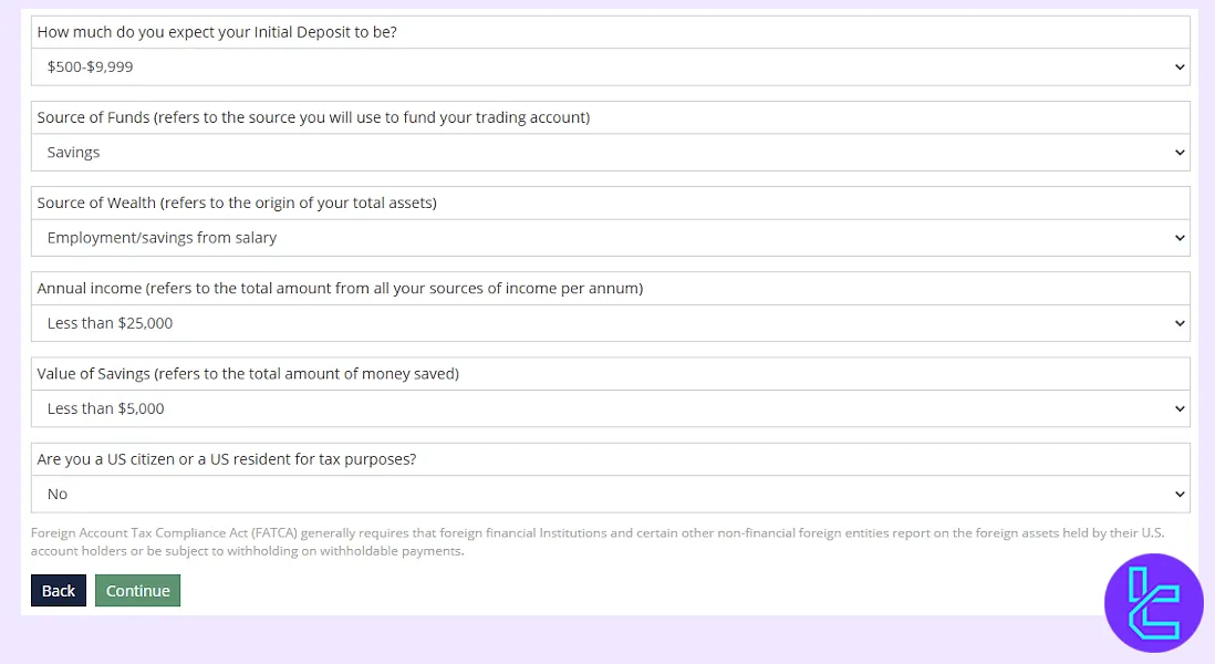 Declaring source of funds and income for BLACKWELL GLOBAL user approval