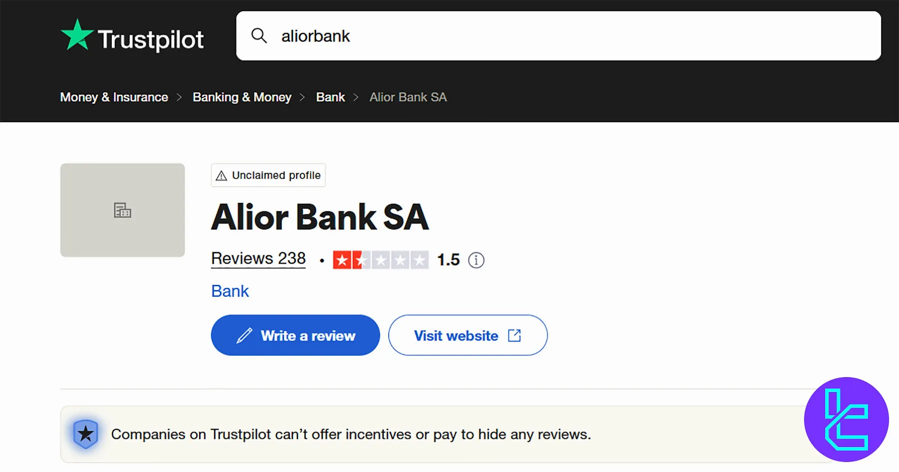 Alior Bank Trustpilot