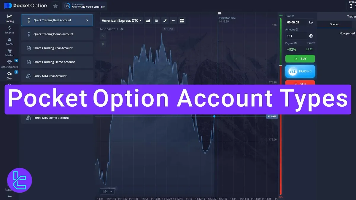 Pocket Option Account Types [Real, Demo, Quick, Shares, Forex MT4/5]