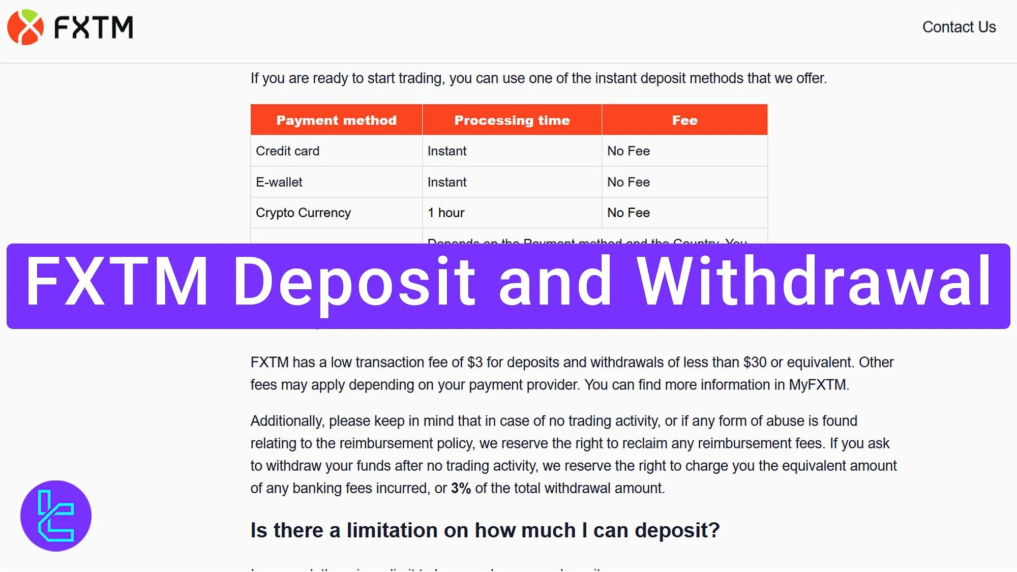 FXTM Deposit and Withdrawal