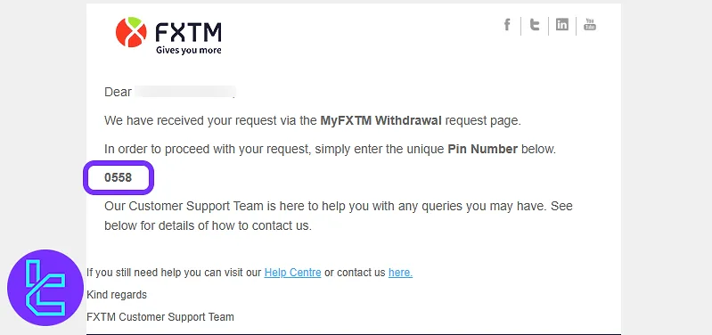 FXTM TRC-20 cash-out PIN code for approval