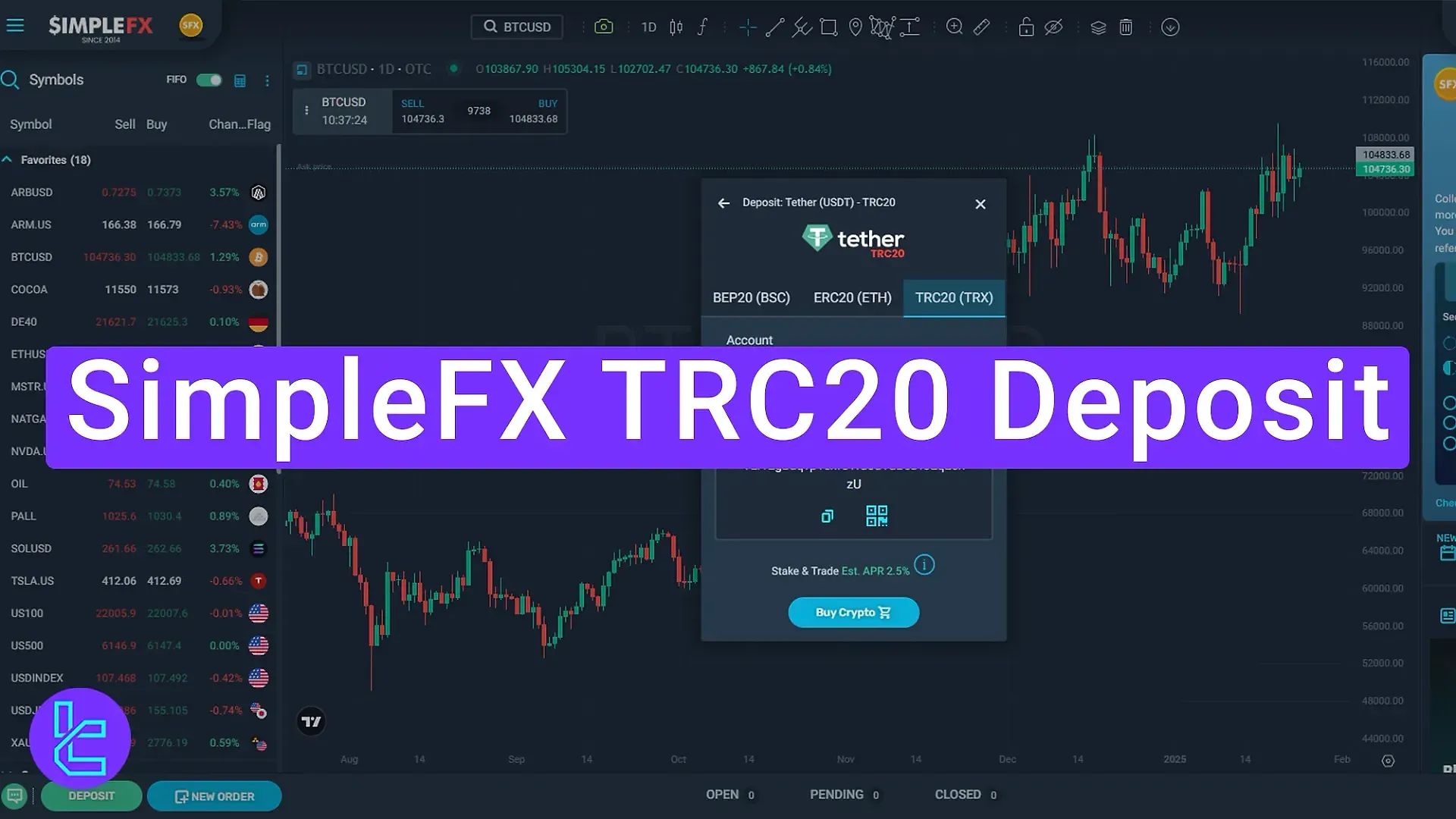 SimpleFX TRC20 Deposit 2025 [3-Step Process, Instant funding]