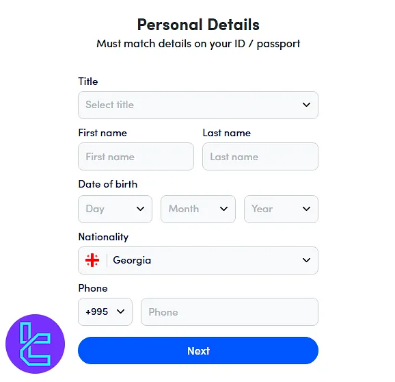 Scope Markets sign-up form for entering personal details