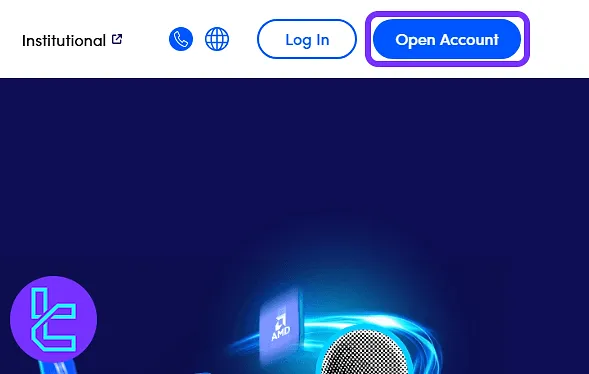 Scope Markets sign-up using "open account" button