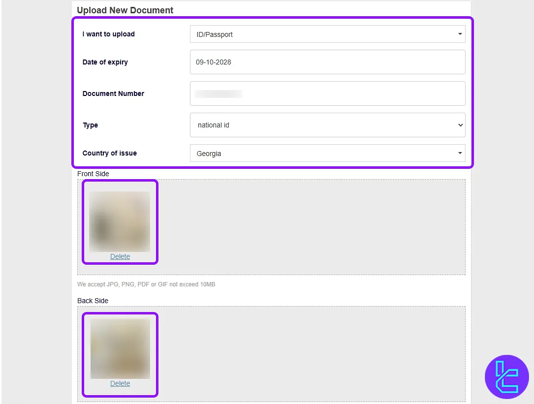 Upload identification document for XLibre user approval