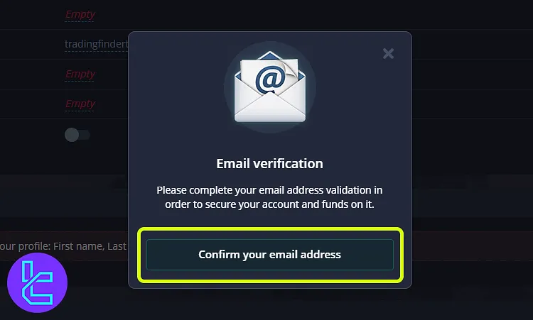 Pocket Option registration email verification step