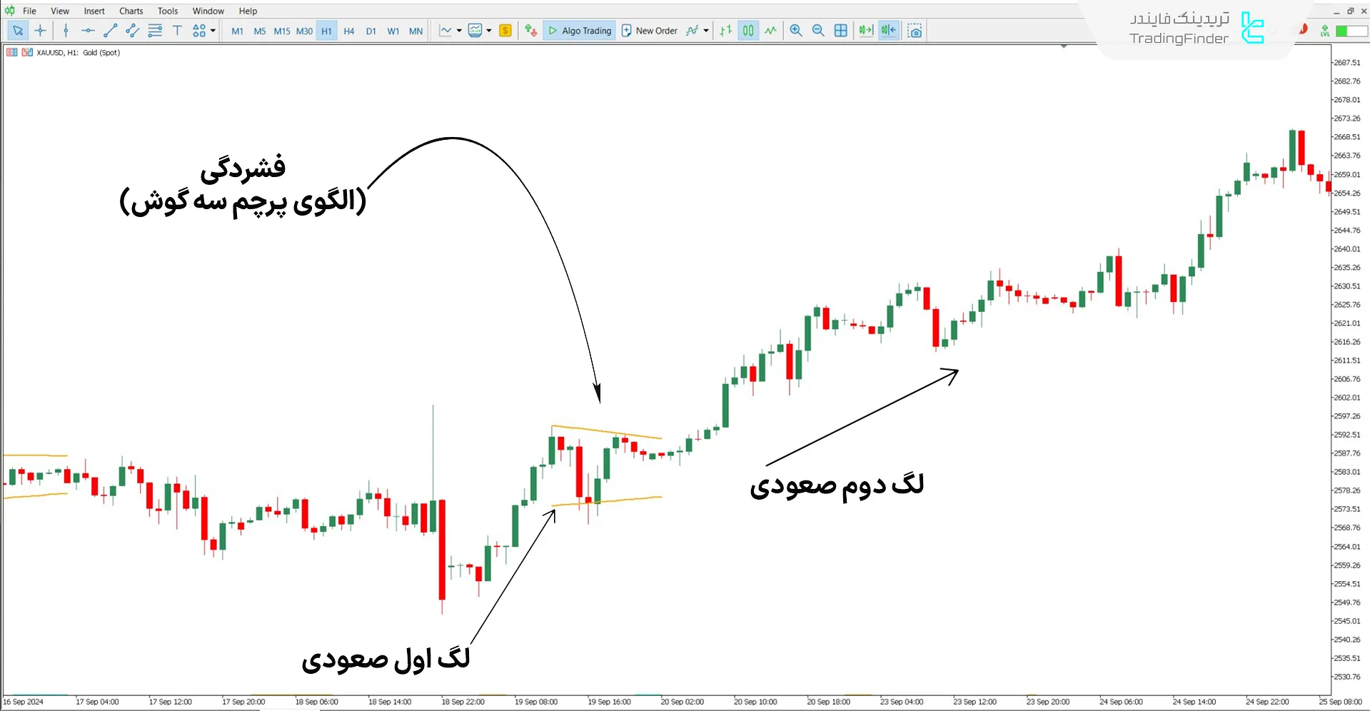 دانلود اندیکاتور الگوی پرچم سه گوش (Pennant Pattern) برای متاتریدر 5 - رایگان 1
