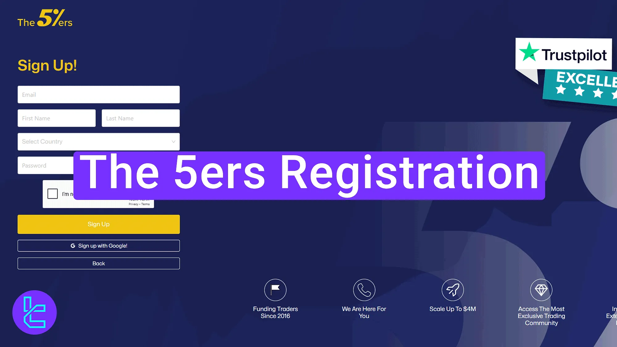 Account creation on the 5ers prop trading platform