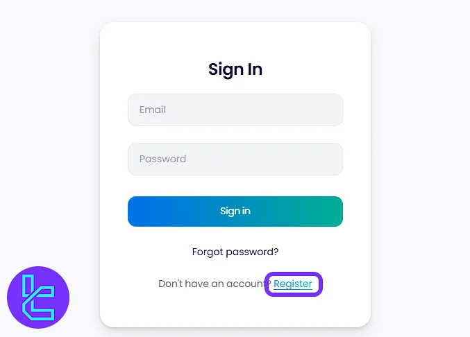 “Register” link in the BrightFunded login popup