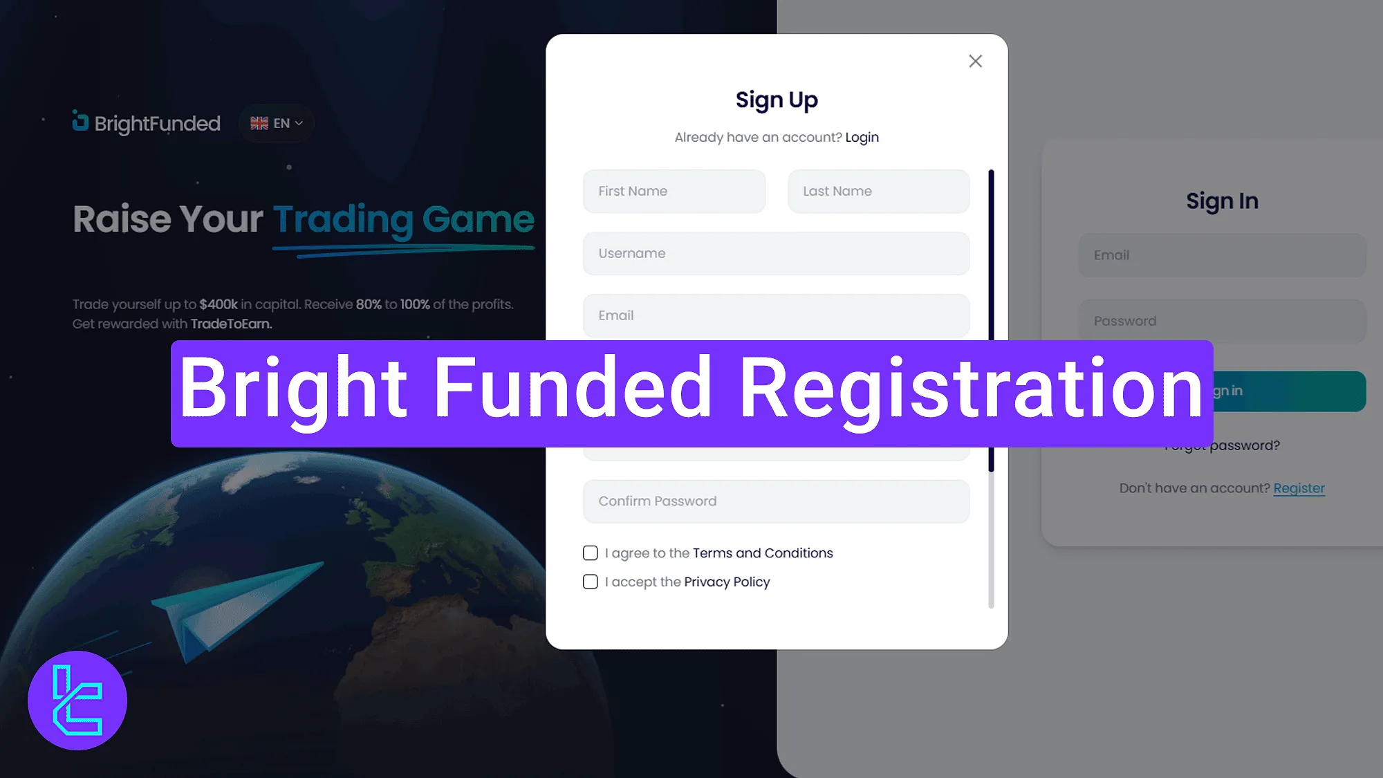 BrightFunded Account creation tutorial