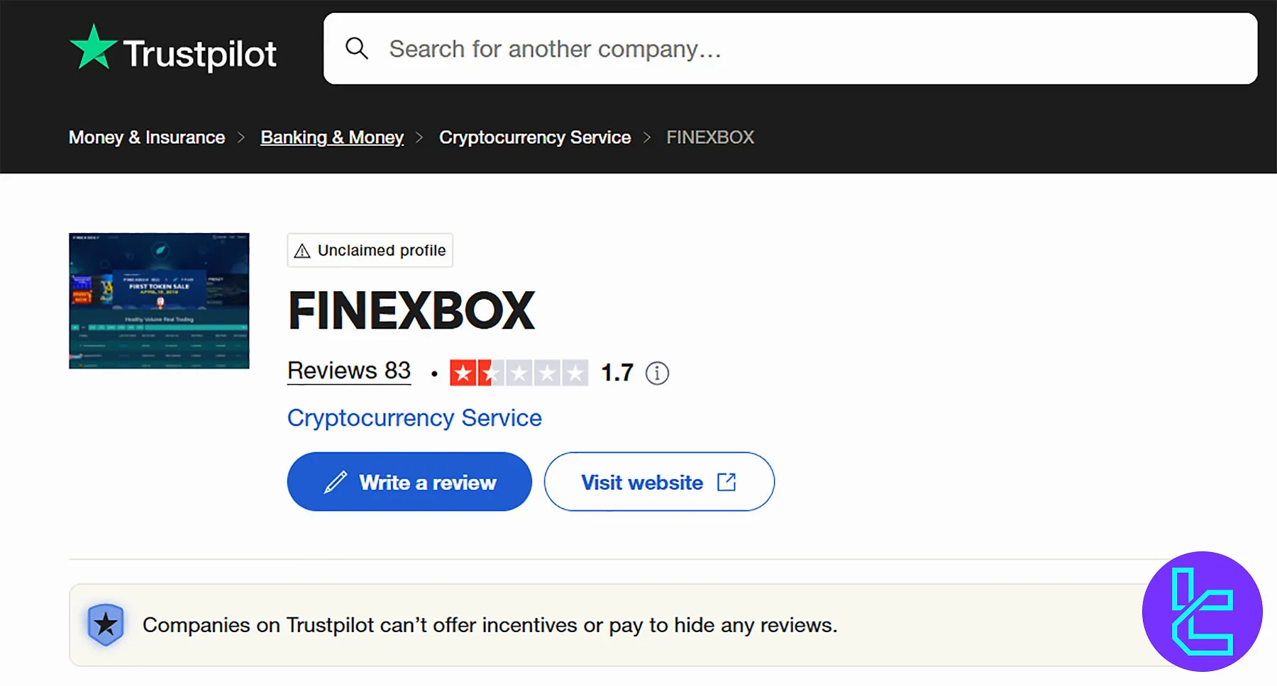 Finexbox Trustpilot