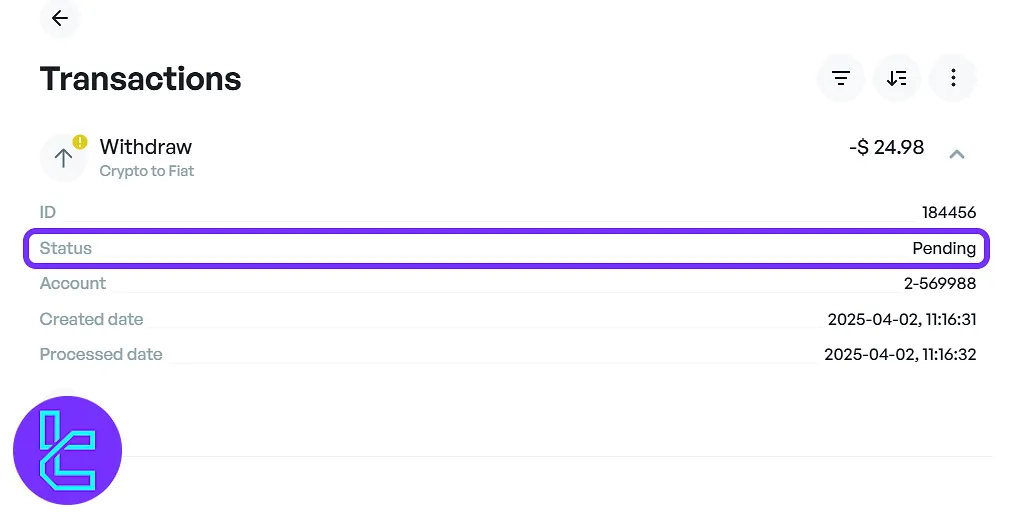 checking transaction history to track TRC20 fund release on the Amega dashboard