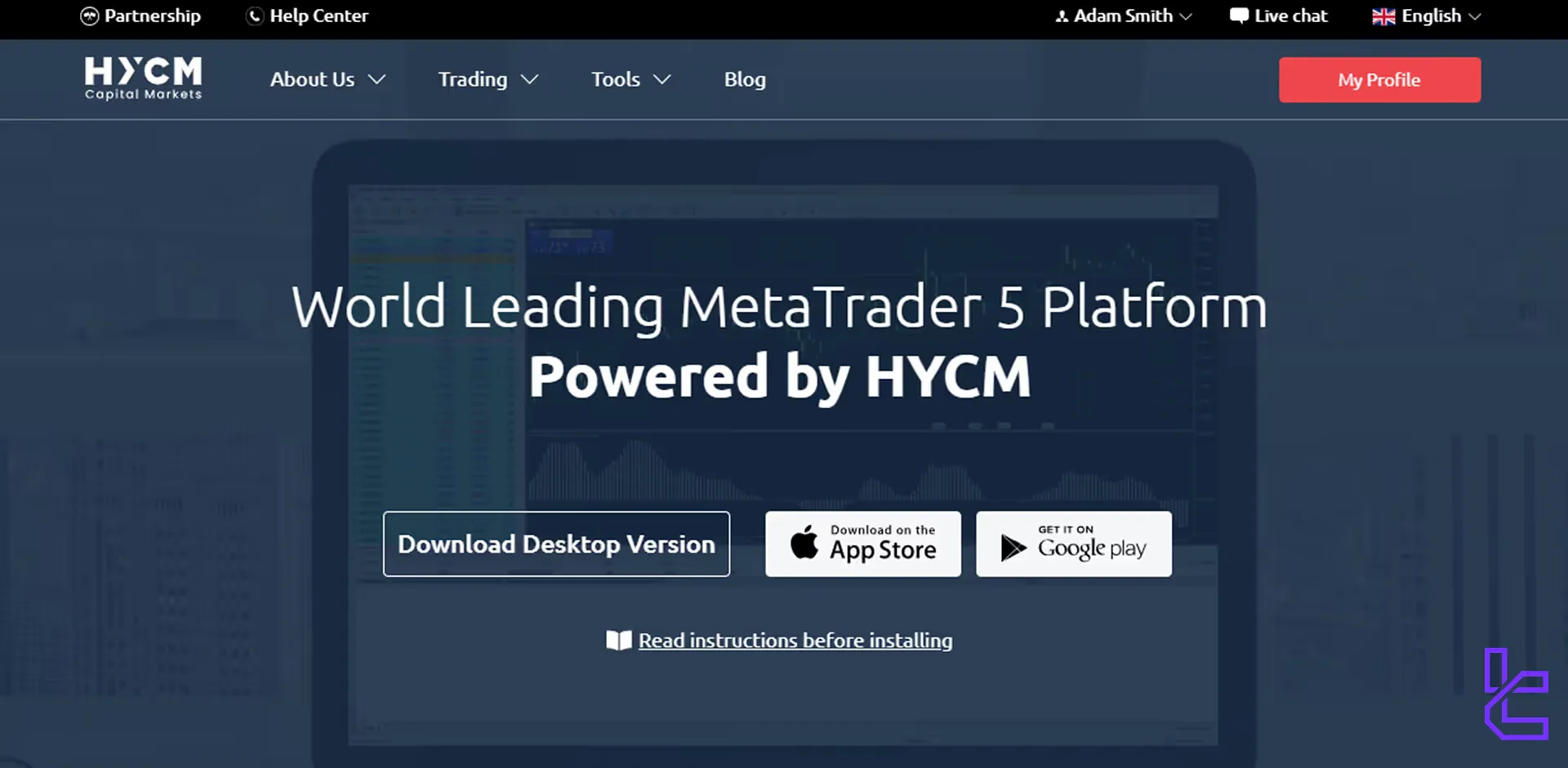 HYCM MetaTrader 5 trading platform