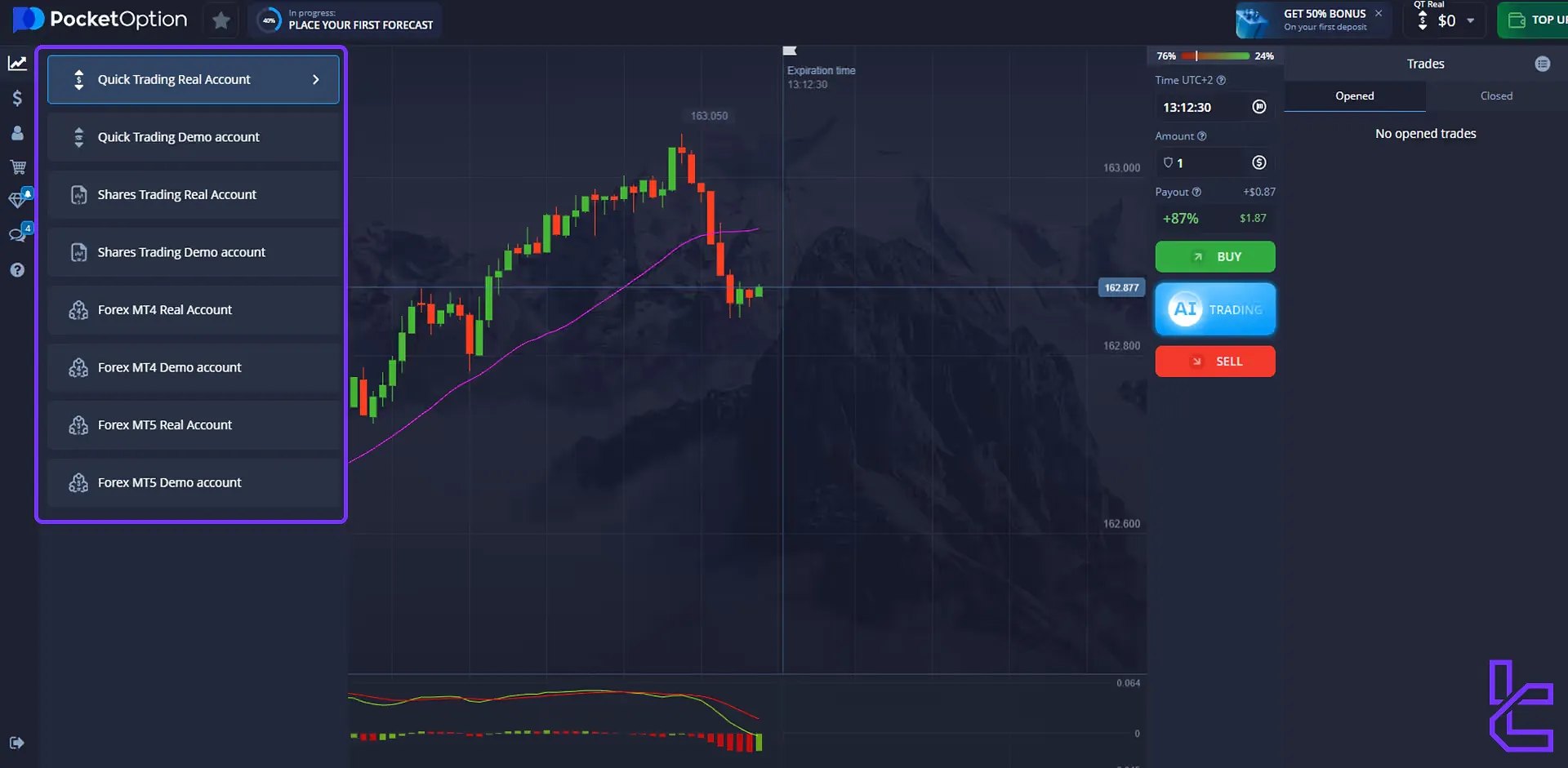 Pocket Option Trading accounts