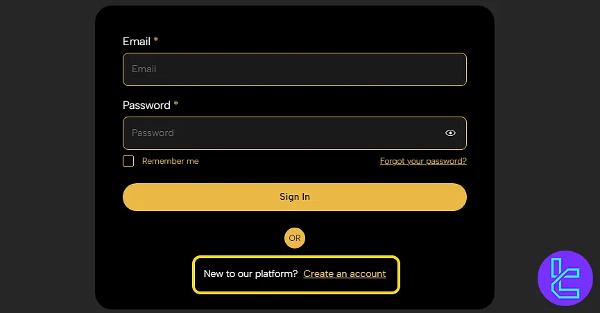 Lark Funding account setup from "Create an account" section