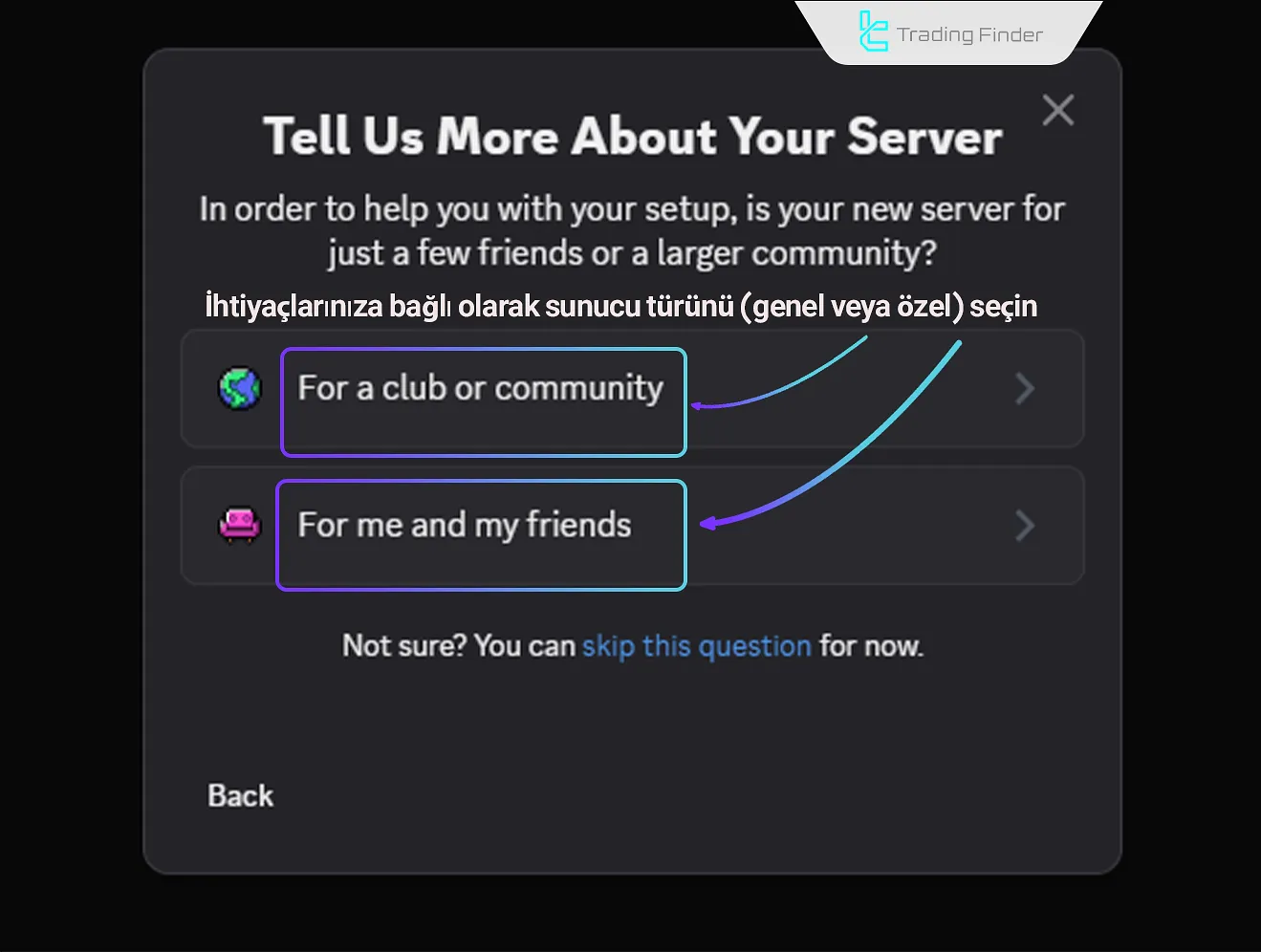 EZ To Discord Signals Provider’da özel veya genel sunucu seçimi