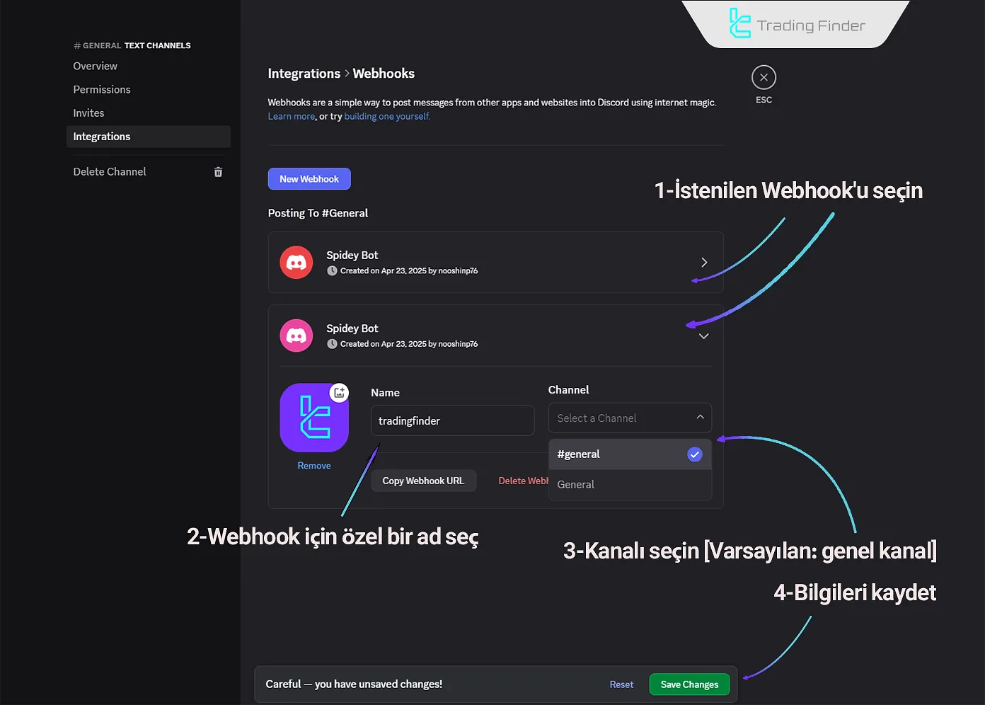 EZ To Discord Signals Provider’da Webhook’a isim verme