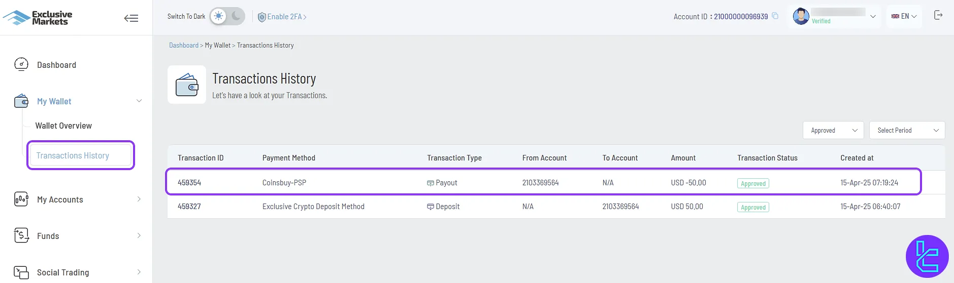 Checking ERC20 cash-out status on Exclusive Markets