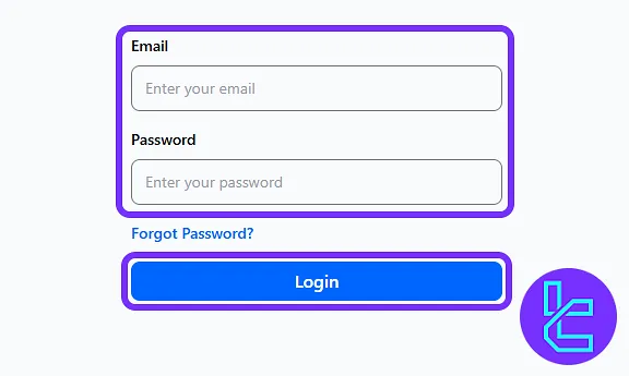Logging into the AquaFunded account after the sign-up process