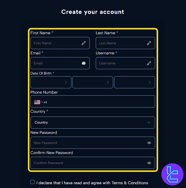 Ment Funding sign-up form requesting personal and login information